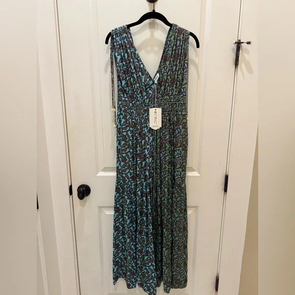 Omika Dresses | Blue and Green Sleeveless Maxi Wrap Dress for Wedding Guest | Color: Blue/Green | Size: M | Cristinaflee's Closet